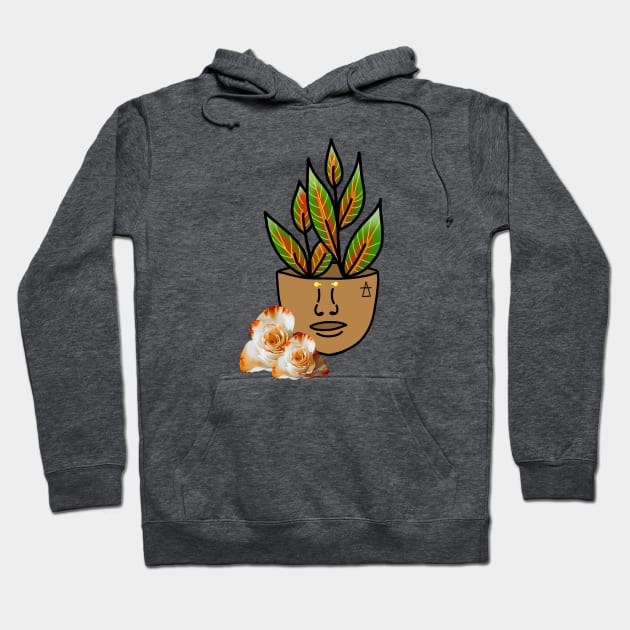 Tropical House Plant - White & Orange Rose Hoodie by Tenpmcreations